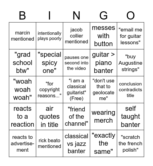 Sor Hands Bingo Card