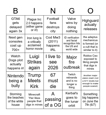 2026 Bingo Card