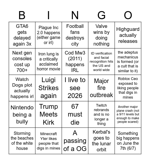 2026 Bingo Card