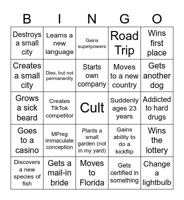 Jacob 2026 Bingo Card
