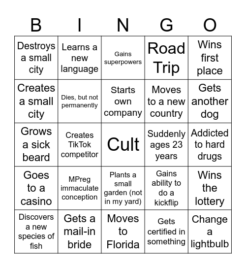 Jacob 2026 Bingo Card