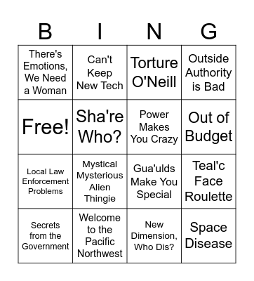 Stargate Bingo Card