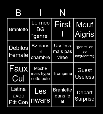 Seduction Haute Tension Bingo Card