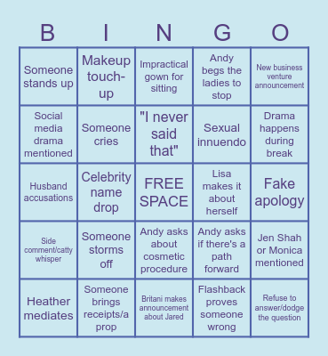 RHOSLC S6 REUNION BINGO Card