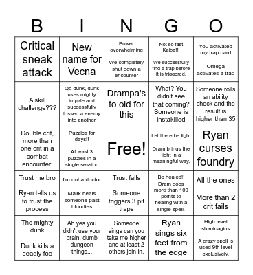Vecna Bingo Card