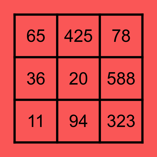 Bingo Matemático Bingo Card