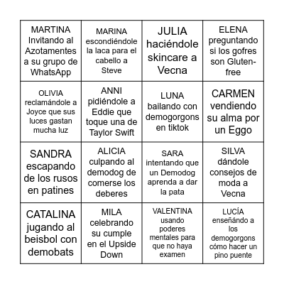 Stranger Party!! Bingo Card