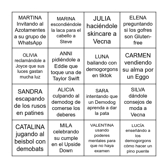 Stranger Party!! Bingo Card