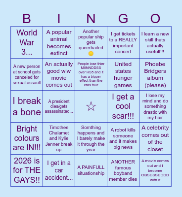 2026 Bingo!!! Bingo Card