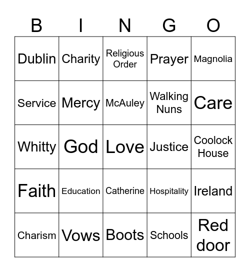 Mercy Bingo Card