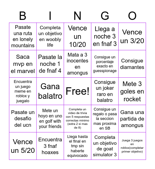 Tiquets Bingo Card