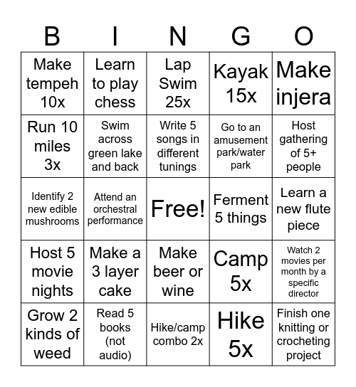 Katie J Bingo Card 2026 Bingo Card