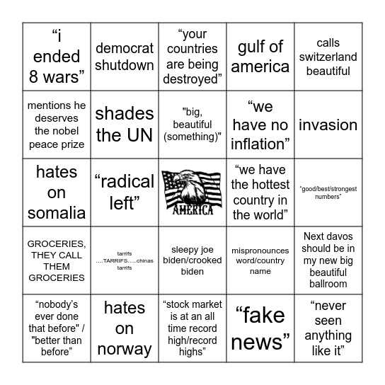 trump davos bingo Card