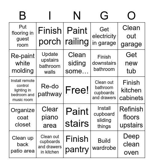 House 2026 Bingo Card