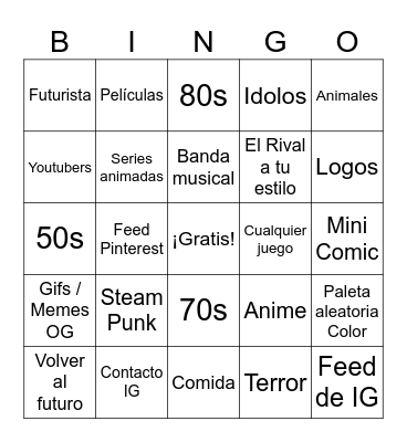 Youtube Bingo Card