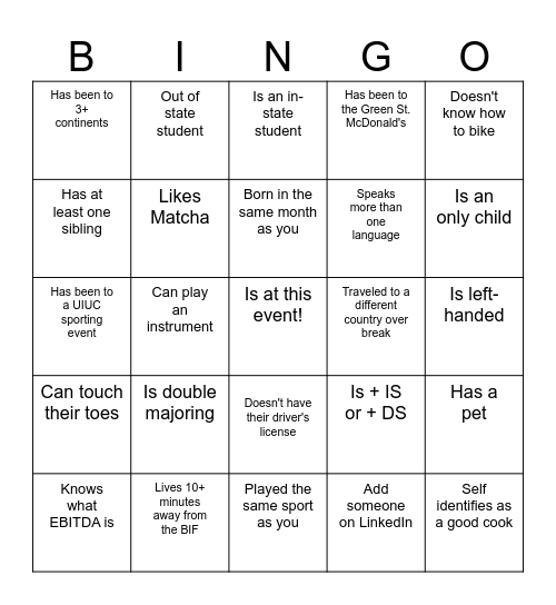 Accy Club Human Bingo Card