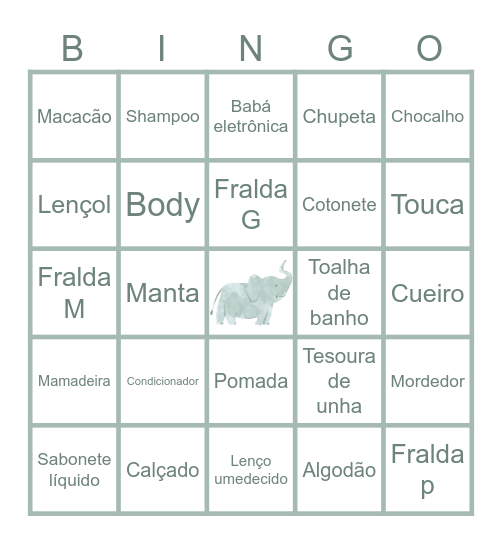 Chá de fraldas Otto Bingo Card