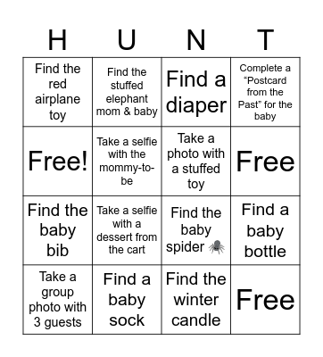 Baby Bingo Scavenger Bingo Card