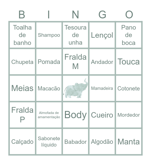 Chá de fraldas Otto Bingo Card