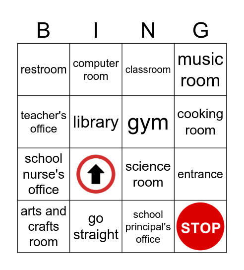 Favorite Place in School Bingo Card