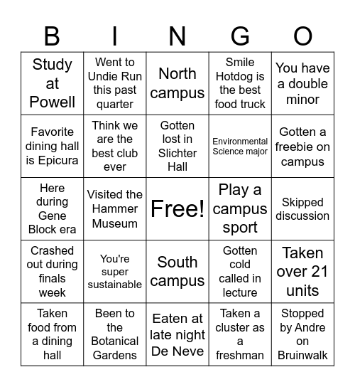 GM BINGO Card