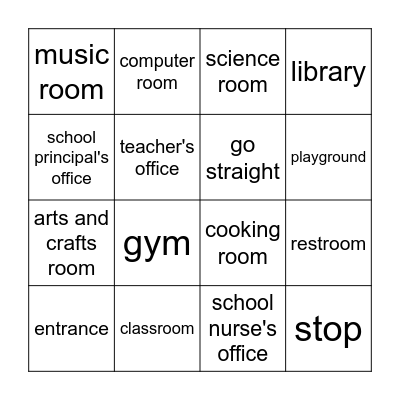 School Favorite Place Bingo Card