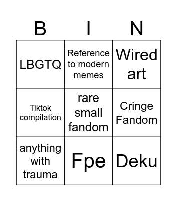 Gacha life Bingo Card