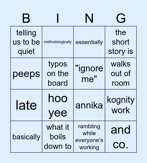 tibbs says Bingo Card