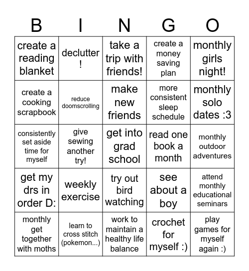 Rea's Lifego Bingo Card