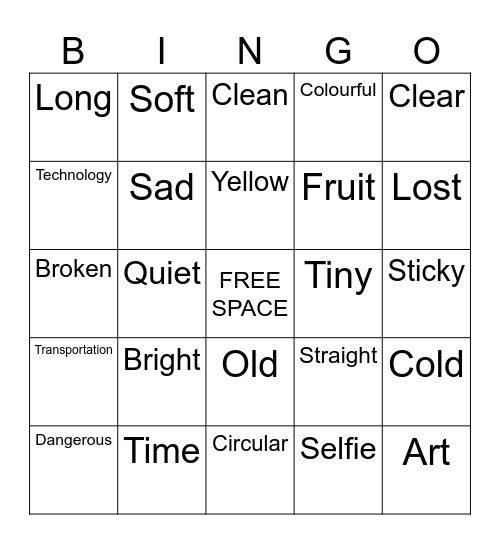 Classroom Scavenger Bingo Card