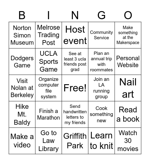2026 Bingo Card