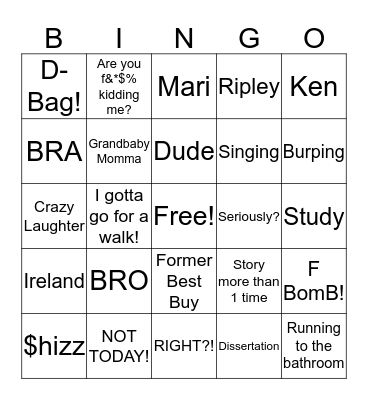 B Bingo Card