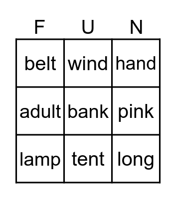 Phonics Review Bingo Card