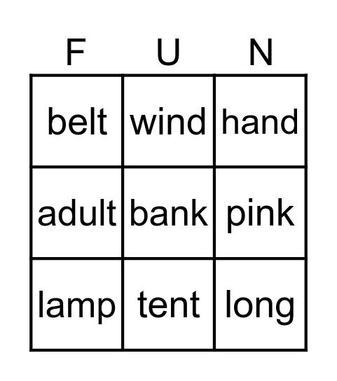 Phonics Review Bingo Card