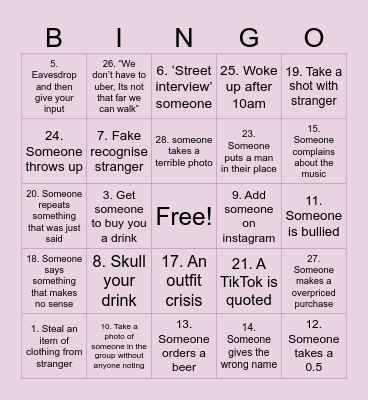 SYDNEY 21st BINGO Card