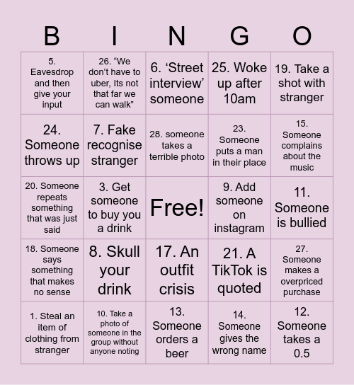 SYDNEY 21st BINGO Card