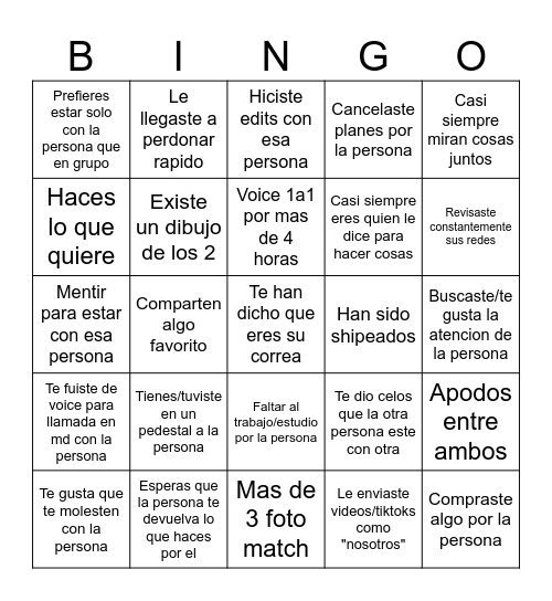 Correa Bingo Card