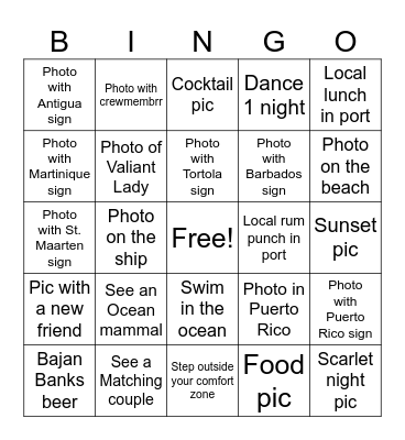 Virgin Valiant Ladies & Gents Bingo Card