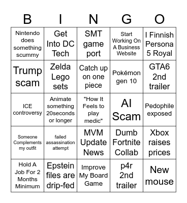 2026 Bingo card Bingo Card