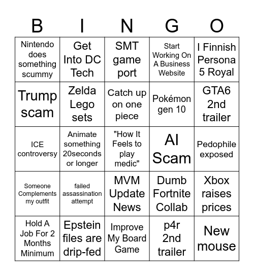 2026 Bingo card Bingo Card