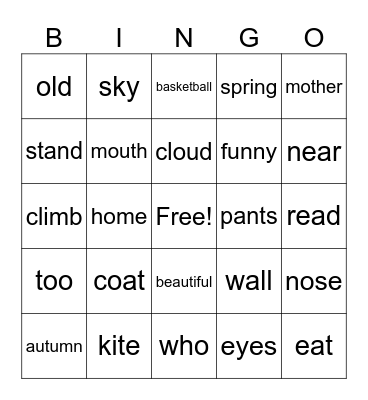 grade 4 spelling words 9-11 Bingo Card