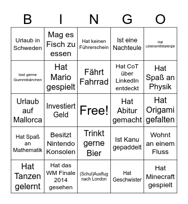 Luca´s Bingo Card