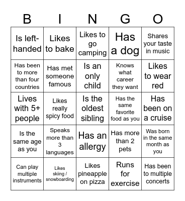 Icebreaker Bingo: Find Someone Who Bingo Card