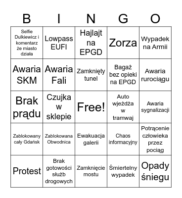 Co jeszcze wydarzy się dzisiaj w Gdańsku? Bingo Card