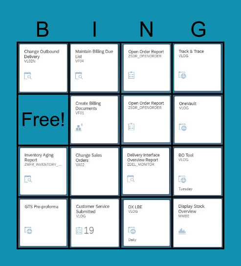 OUS CLP BINGO card 3 Bingo Card