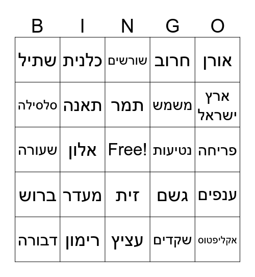 ט"ו בשבט תשפ"ו Bingo Card