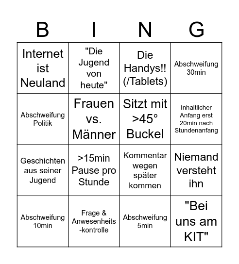 Walter Mario Bingo Card