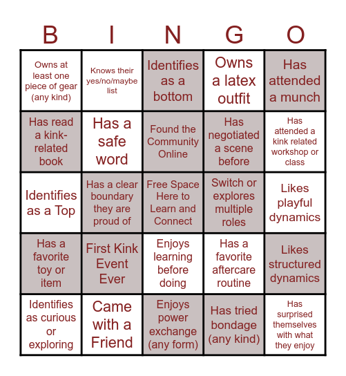 Speed Friending Bingo Card