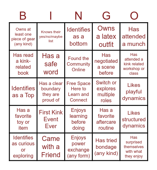 Speed Friending Bingo Card