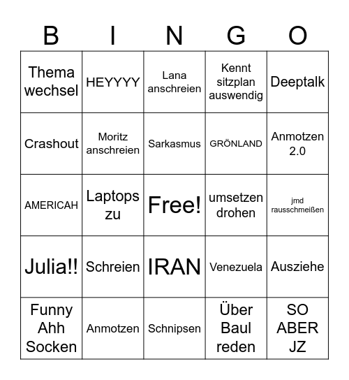 Da Brammi Bingo Card